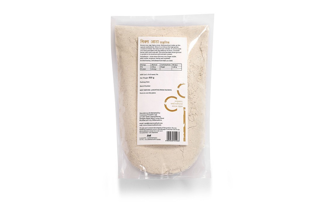 Conscious Food Six Grain Flour Mixed Atta, No Wheat   Pack  500 grams